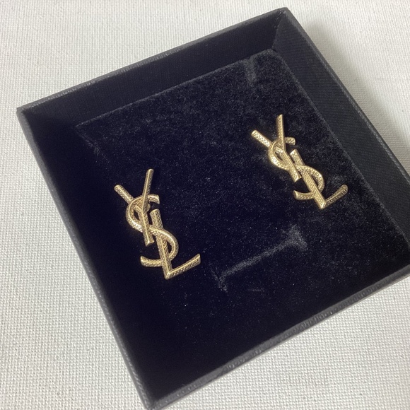 YSL Gold Logo Earrings - Picture 2 of 2
